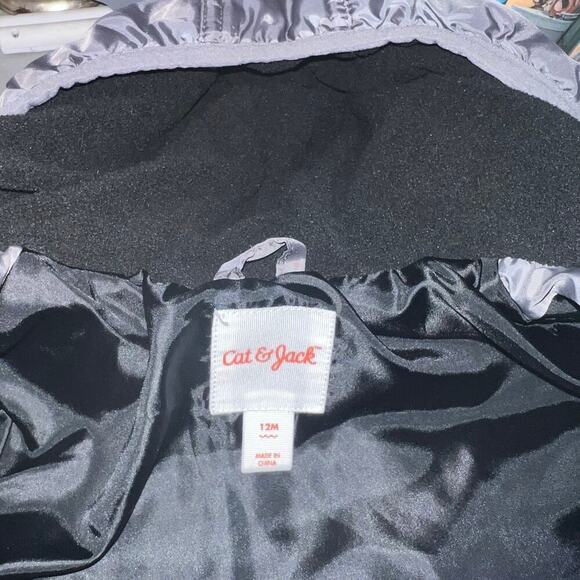Cat & Jack size 12M gray fleece lined hood poly filled zip pocket infant puffer - Picture 4 of 8